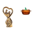 thumbnail image 1 of Figura decorativa de pareja, estilo moderno, con forma de bombonera de cristal, tarro de cristal y cerámica con tapa. Diseño romántico de calabaza. Id, 1 of 8