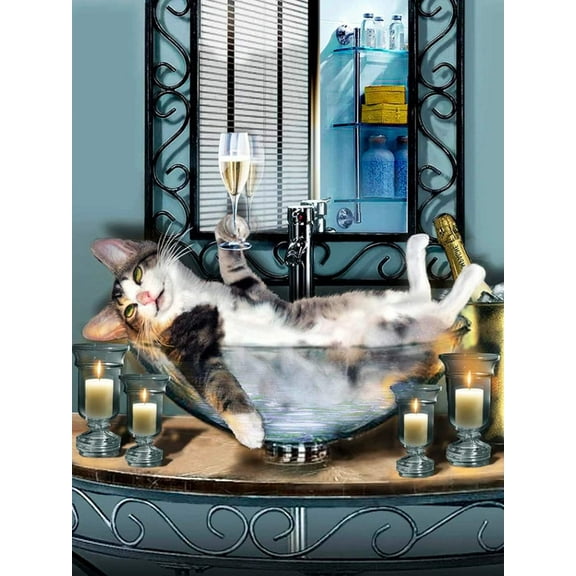 DIY 5D Diamond Painting Kit (For Adults) Diamond Painting "Cat" - Full Diamond Crystal Rhinestone Embroidery Craft Kit, Can Be Used As Gift, Wall Decoration