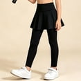 thumbnail image 7 of MXUIKV&nbsp;Girls Kids Teen Skirted Leggings Pants Slim Fitted Elastic High Waist Trousers Solid Color(5-6 Years,Black), 7 of 7