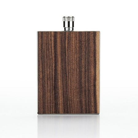 Door Trophy Case Wood Veneer - Pocket Flask, Wood Paneled Stainless Steel Whiskey Liquor Alcohol Flasks, 2.5 Oz (Sold by Case, Pack of 6)