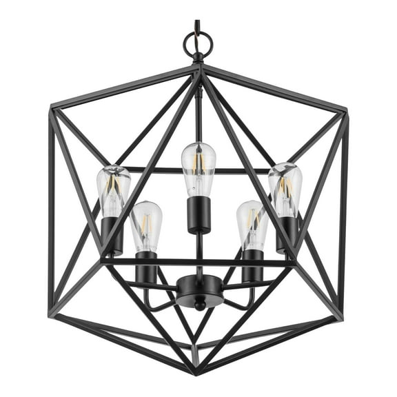 Prominence Home Heleo 5 Light Modern Matte Black Geometrical Chandelier