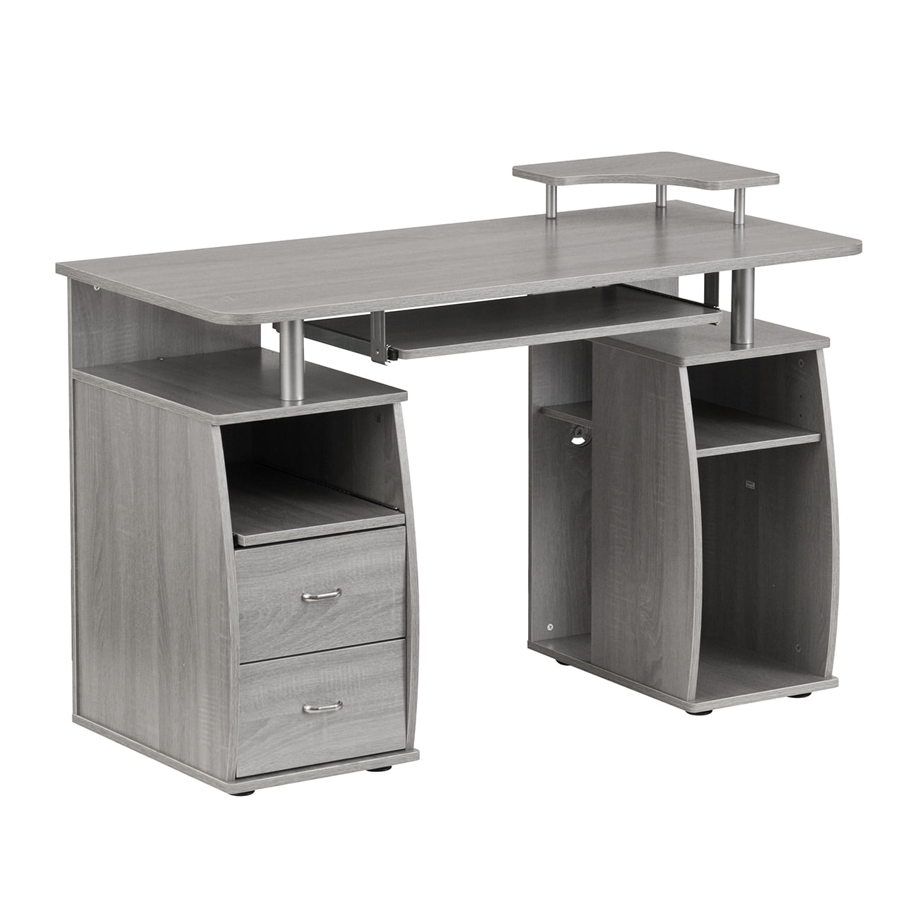 Techni Mobili Complete Computer Workstation Desk With Storage, Gray
