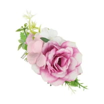 Unique Bargains 1 Pc Women's Simulated Flowers Side Comb for Parties Rose Red Polyester Fabric Iron