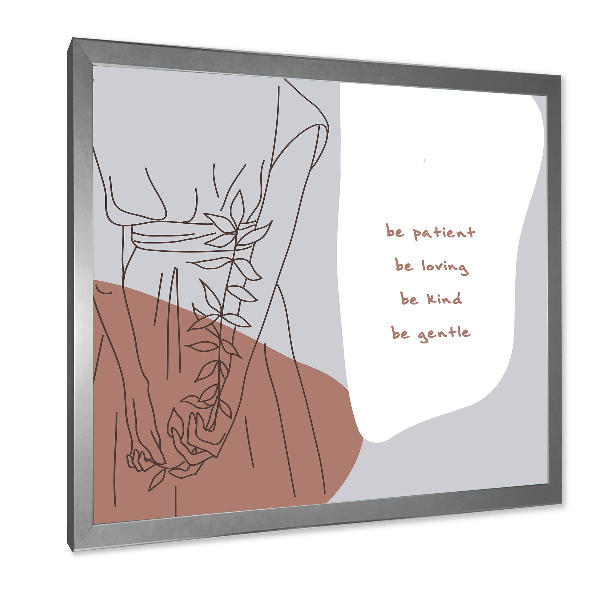 Designart 'Be Patient Be Kind Be Loving Be Patient One Line Leave' Modern Framed Art Print