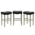 thumbnail image 3 of Costaelm Bulmon 29" Upholstered Antique Gray Bar Stools With Nail Head Trim (Set of 3), Black, 3 of 3