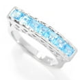 thumbnail image 1 of Sterling Silver Square Swiss Blue Topaz Flat Top 7-Stone Band Ring, 1 of 2