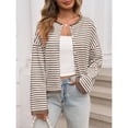 thumbnail image 6 of Yokua Soft Viscose Striped Knit Cardigan For Autumn Winter Commute And Office Wear, 6 of 8