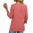 thumbnail image 6 of Oksale V Neck Tops for Women Stretch Cotton Spandex Long Sleeve Shirts Soft Cozy Fitted T ShirtsSolid Color Basic Tops Pink S, 6 of 9