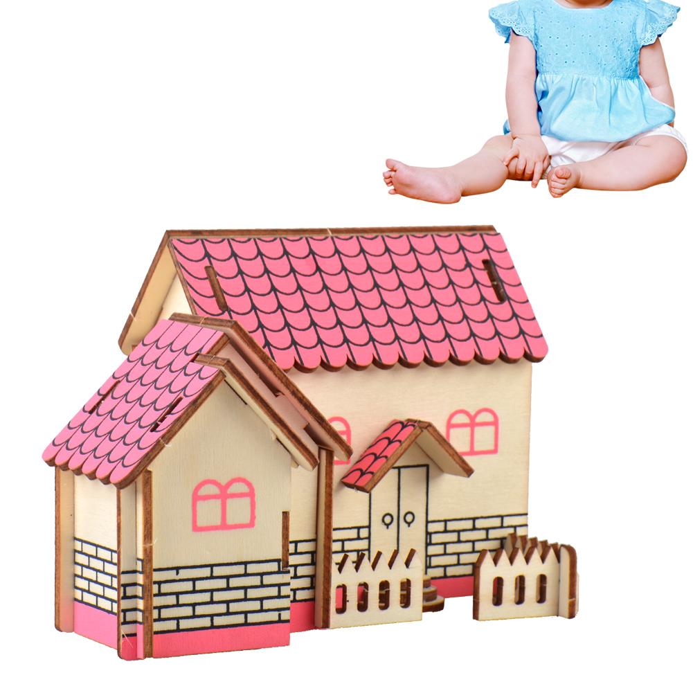 Domqga Wooden Jigsaw House, Wooden Model House, Wooden 3D Puzzle Villa