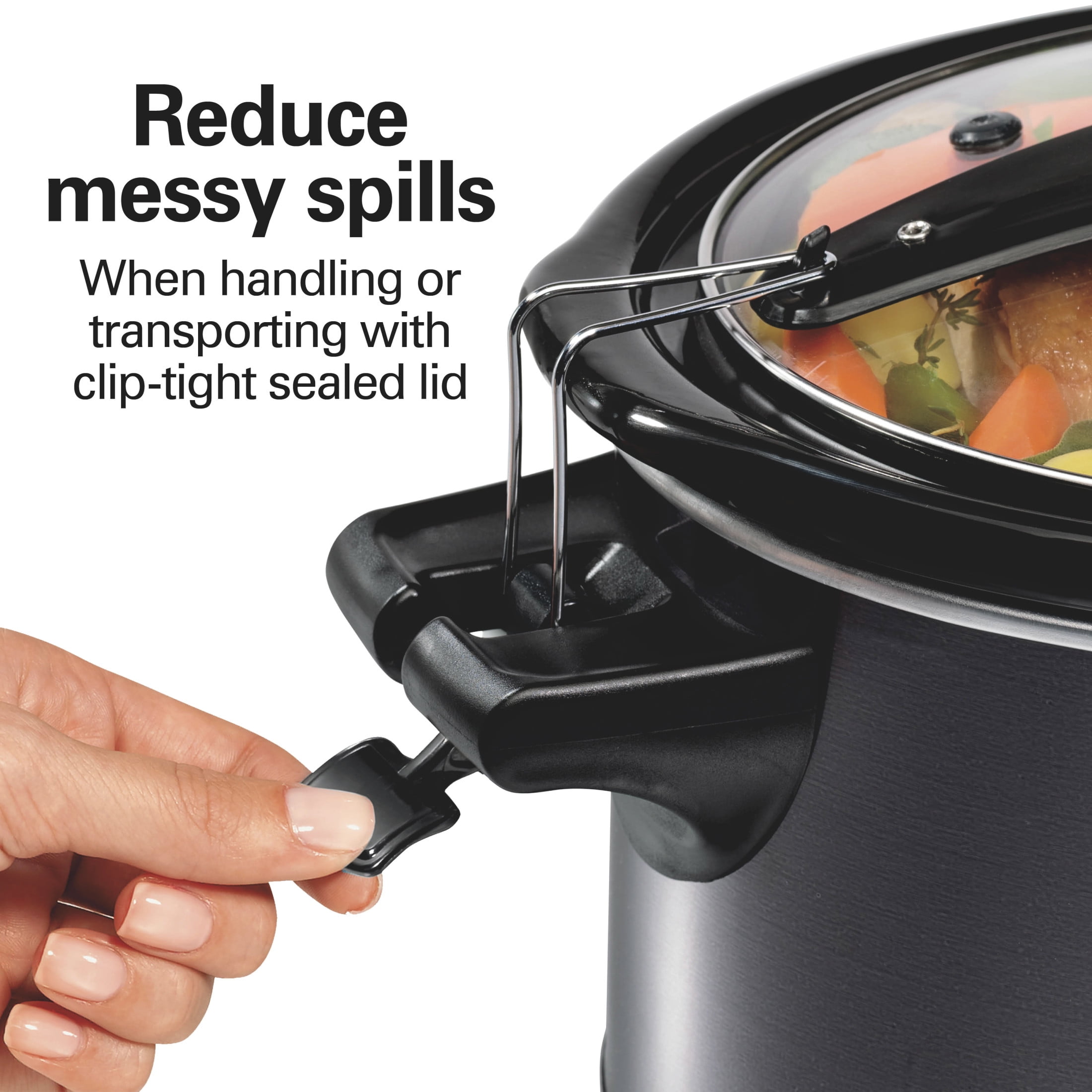 Hamilton Beach 7 Qt Programmable Slow Cooker, Stoneware Crock with Removable Pot, Includes Party Dipper Food Warmer, Black