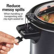 Hamilton Beach 7 Qt Programmable Slow Cooker, Stoneware Crock with Removable Pot, Includes Party Dipper Food Warmer, Black
