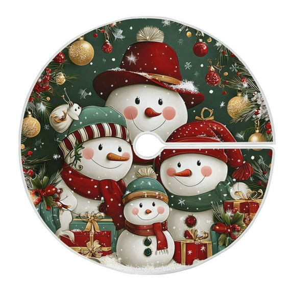 Ryvnso Christmas Tree Skirt Vintage Snowman Xmas Tree Skirts Ornament Home Decorations 35.4"