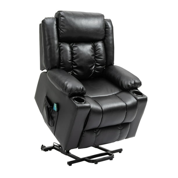 Homegear Air Leather TriMotor Reclining Lift Chair with Massage, Black