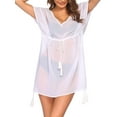 thumbnail image 1 of Sylvamorning Robe Bikini à Cordon pour Femmes, Col en V, Fente Latérale, 1 of 6