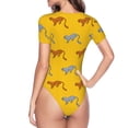 thumbnail image 4 of The Xecao Leopard Print Women's Crew Neck Body Suit, a short-sleeved bodysuit and basic swimsuit, both comfort and style for dating and daily life, 4 of 9