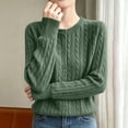 thumbnail image 5 of hoksml Women's Cable Knit Cardigan Crew Neck Button Down Long Sleeve Slim Fit Cotton Knit Sweater, 5 of 5