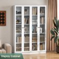 Enclosed Bookshelf with Acrylic Door and Adjustable Shelves 70.87 Inch