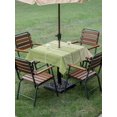 thumbnail image 4 of Outdoor Tablecloth with Umbrella Hole for Patio/Picnic/Party/Camping, Sage Green Wooden Grain Waterproof Table Cloth Square Cover Washable, Farmhouse Vintage Ombre Geometric (60"x 60"), 4 of 8