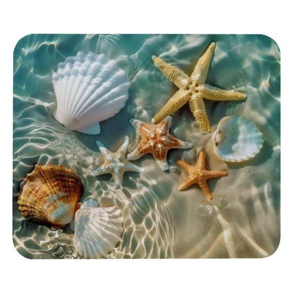 PhooArto Comfortable Mouse Pad Beach Starfish Shell Desktop Mousepad , 21 x 25 cm Mouse Mat, Non-Slip Rubber Base, Improves Speed and Precision