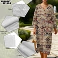 thumbnail image 5 of DISNIMO Aztec Tribal Print Womens Casual Maxi Dresses Linen Style Loose Fit Dress V Neck 3/4 Sleeve Shift Dress Fashion Long Dresses for Women, S, 5 of 6