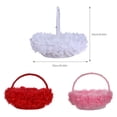 thumbnail image 2 of Injueey Cesta de flores para niñas, mango de diamantes de imitación, pluma de encaje, organizador de fiesta de boda occidental romántico, contenedor Kits de decoración para fiestas Rojo Injueey HA065580-03, 2 of 6