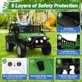 thumbnail image 5 of Joyracer 24V 2 Seater Kids Ride on Truck with Remote Control, 4×200W Motor, Electric Battery Powered Toys Car w/ 4 Wheels Spring Suspension, 3 Speeds, LED Lights, Bluetooth Music, Army Green, 5 of 14