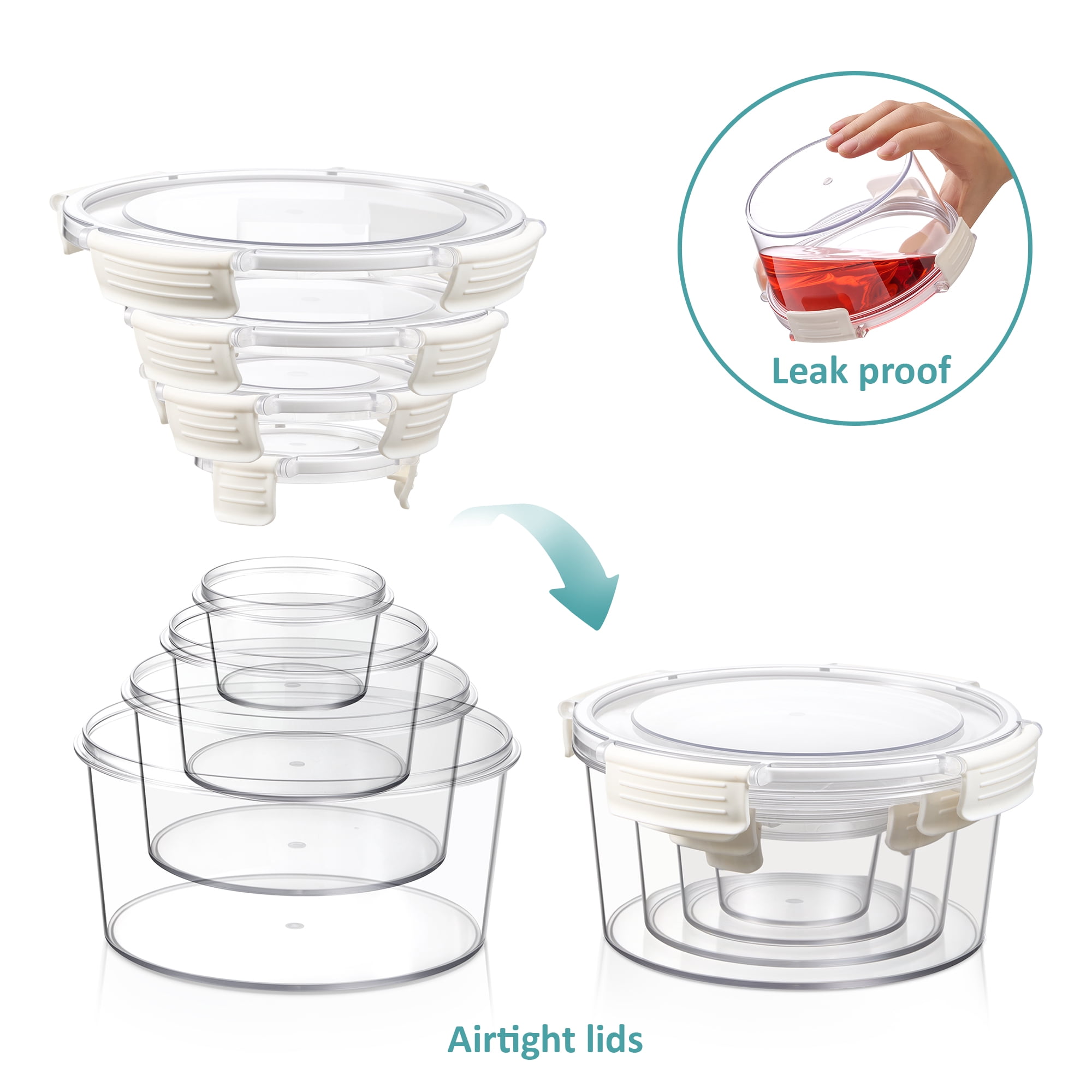 Sorbus 7-Pack Assorted Round & Rectangular Food Storage Containers, Airtight Lids, BPA-Free Plastic