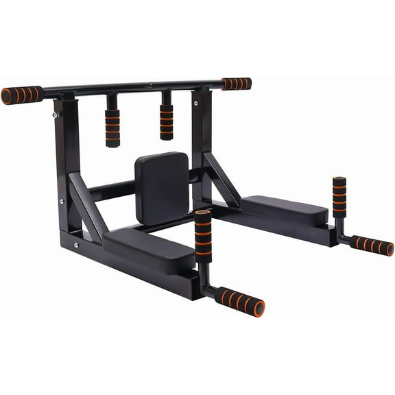 Wall-mounted Dip Stand Pull Up Bar Chin Up Bar Multifunctional Dip Station for Indoor Home Gym Workout Muscles Training Equipment Heavy Duty Home Fitness Dip Stand Max440 Lbs(Black)