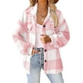 thumbnail image 7 of HANXIULIN Women's Plus Size Casual Loose Winter Plaid Lamb Fleece Jacket With Pockets Button Fleece Jacket Coat Pink XXL, 7 of 7