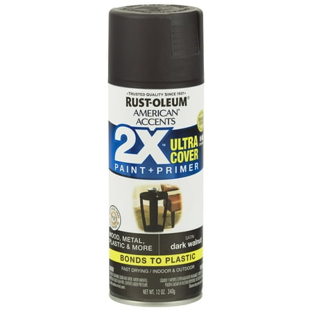 (3 Pack) Rust-Oleum American Accents Ultra Cover 2X Satin Dark Walnut Spray Paint and Primer in 1, 12 (Best Primer To Cover Dark Paint Interior)