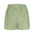 thumbnail image 7 of Womens Wide Leg Striped Shorts Elastic High Waist Cotton Sleep Pants Casual Loose Fit Summer Cute Pajama Shorts with Pockets, #02 Light Green, L, 7 of 7