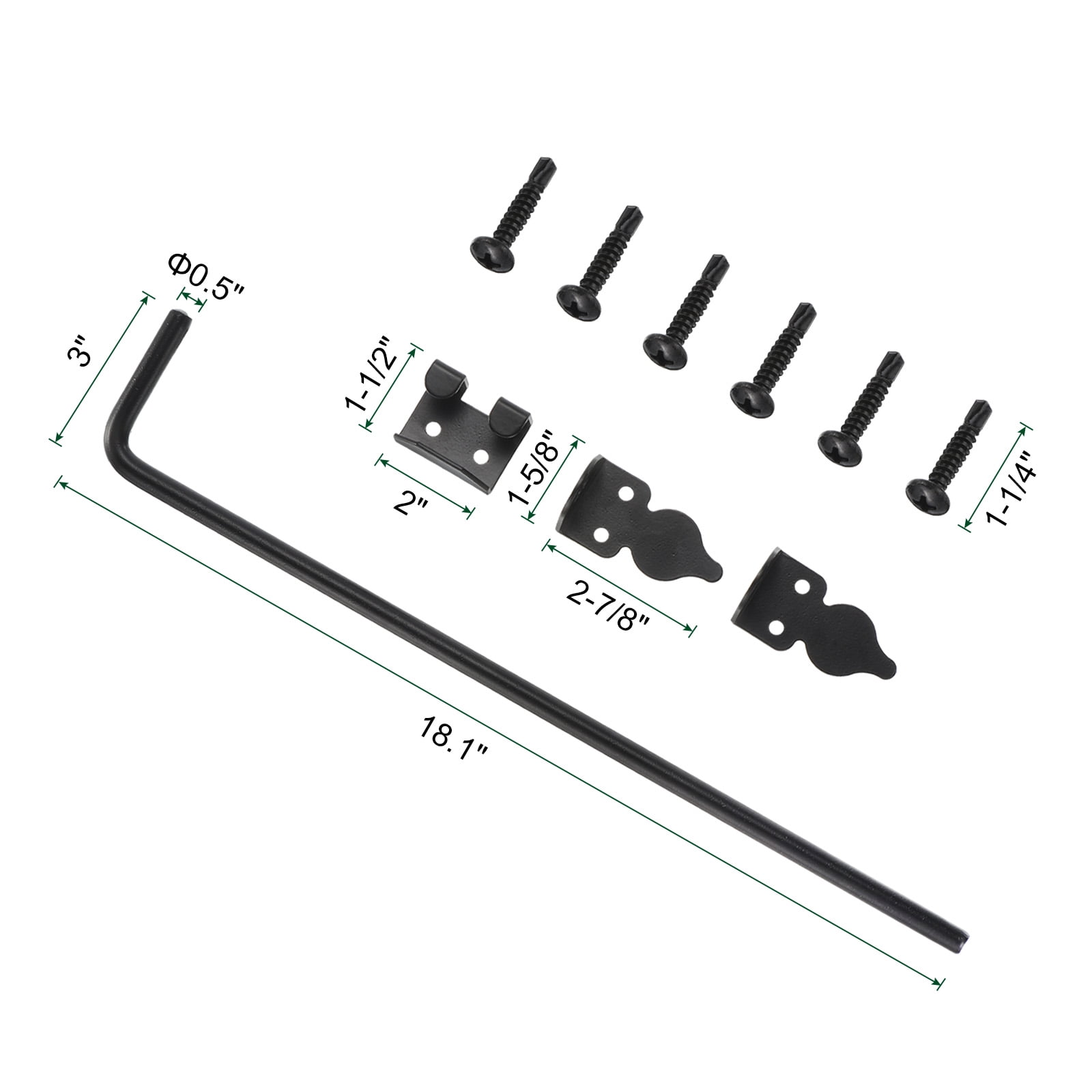 Uxcell 18" Cane Bolt Gate Drop Rod for Wood Fence, Iron Gate Hardware Ground Latch for Wooden Fence and Holding Door
