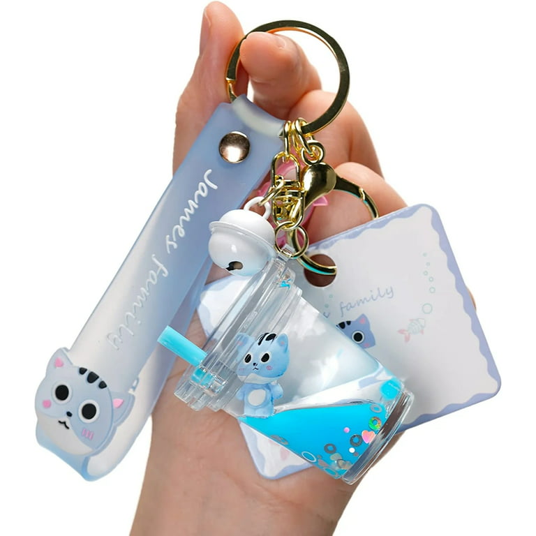 clberni Cute Keychain, Kawaii Backpack Liquid Floating Anime Bunny Keychain for Girls, Women, Daughters, Sisters, Adult Unisex, Size: 4.1