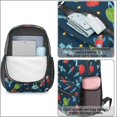 thumbnail image 4 of Robot and Astronauts Black Pattern 17" Waterproof Oxford School Backpacks for Teens, S-Shape Padded Straps, for School, Travel, Hiking, Camping, 4 of 5