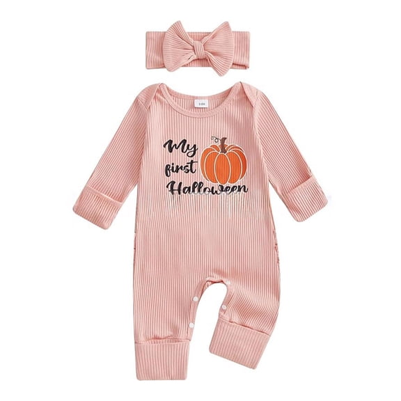 FASHOFT Baby Halloween Costumes Long Sleeve Long Pants One Piece Romper 3 Color Options Soft Fall Winter Infant Bodysuit Casual Holiday Wear Baby Halloween Clothes Pink 3-6 Months