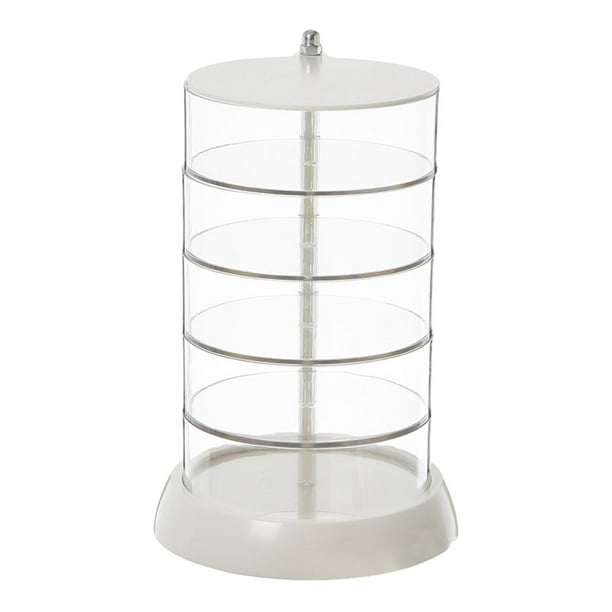 Caja de almacenamiento de joyas giratoria, bandeja transparente para joyas, organizador de accesorios para el cabello 5 capas
