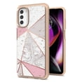 thumbnail image 3 of For Apple iPhone 15 Plus (6.7") Pattern Design Bling Glitter Shockproof Hybrid Soft TPU Frame and Hard PC Back Slim Phone Case Cover by Xpression - Marble Pink, 3 of 7