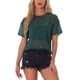 thumbnail image 1 of INSPIRE CHIC Blusa de Fiesta para Mujeres con Manga Corta Transparente y Estrellas Metálicas Brillantes en Verde Oscuro, 1 of 4