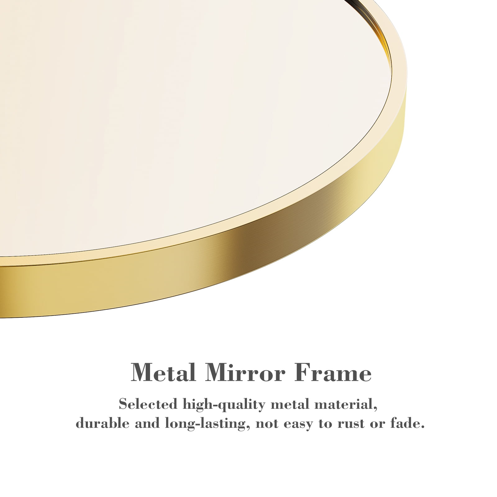 GIANNA 30-inch Round Bathroom Vanity Mirror – Shatterproof, Silver-Plated with Rust-Resistant Aluminum Frame, Gold