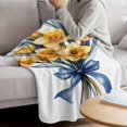 thumbnail image 3 of Spring Botanical Blanket Soft Cozy Warm Throw Blanket for Couch, Plush Fuzzy Flannel Fleece Blankets for Sofa, Yellow Verdant Flower Patterns Bed Blankets Lightweight Gifts for Women, 40"x60", 3 of 9