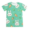 thumbnail image 7 of Toddler Easter Outfit Boy Short Sleeve Funny Bunny Suit Cute Cartoon Graphic Tees Roller Rabbit Pajamas Casual Crewneck Tops and Short Pants 2 PC Sets Kids Clothes Green 5-6 Years, 7 of 7