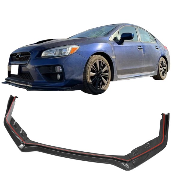 Ikon Motorsports Front Bumper Lip, Compatible with 2015-2021 Subaru WRX & WRX STI, IKON Style Black Real Carbon Fiber Air Dam Chin Spoiler Protector Splitter 3PC