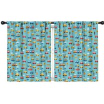 Blackout Kids Curtains,Cartoon Traffic Vehicles Boats Light Blue Pattern Childrens Insulated Curtains Set Of 2,Bedroom Essentials,Toddler Room Decor 42"x54"