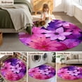thumbnail image 5 of Round Area Rug 3 Ft, Watercolor Flowers Washable Non-Slip Circle Carpet for Living Room/Bedroom, Spring Floral Country Pink Purple Low-Profile Small Floor Mats Collection Rugs for Indoor, 5 of 7