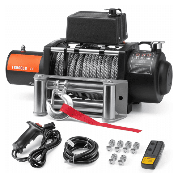 Electric Winch 18000 lb Truck Winch, Steel Cable, Waterproof IP65, Remote Control
