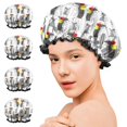 thumbnail image 7 of Shower Caps,Cute Hedgehog Apple Waterproof Shower Cap for Women 4 Pieces,Double Reusable Hair Cover for Shower PEVA Elastic Stretch Hem, 7 of 7