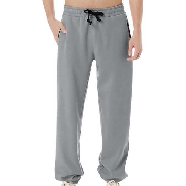 Pantalones largos de algodón cálido para hombre con bolsillos y cordón ajustable. Pantalones deportivos para hombre.