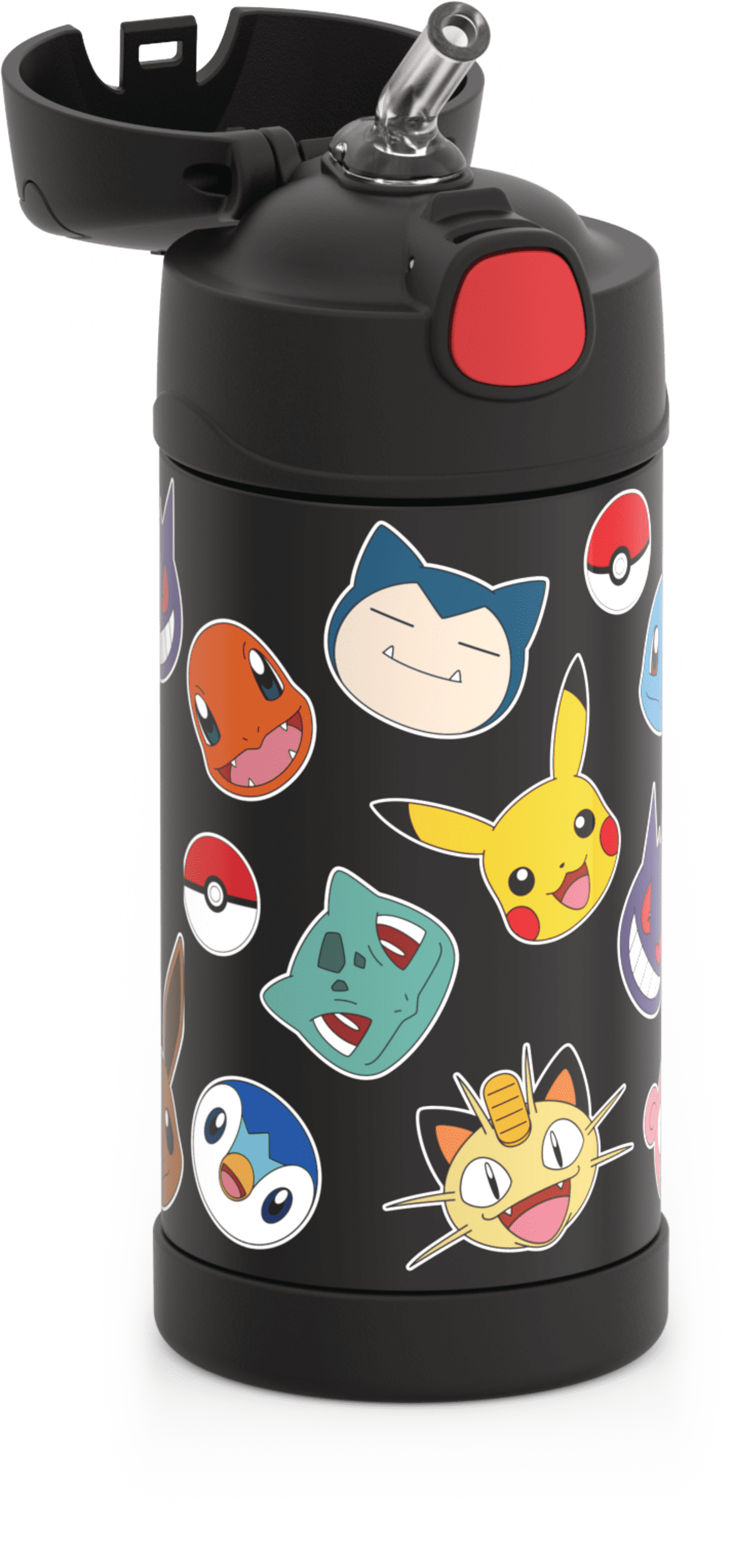 Thermos Stainless Steel Funtainer Water Bottle with Straw, Pokemon, 12 Fluid Ounces