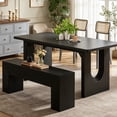 thumbnail image 5 of Fnova 47" Wooden Entryway Bench, Farmhouse Wooden Shoe Bench, Indoor End of Bed Stool for 1-2, Long Kitchen Table Seat Dining Seat for Entryway, Hallway, Living Room, 5 of 20