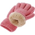 thumbnail image 2 of Kids Thermal Cable Knitted Gloves Wool Fleece Lined Mittens for Cold Weather, Winter Warm Gloves for Boys Girls 5-12 Years, 2 of 6